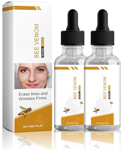 ZKUNL 2 stycken Bee Venom Serum, bigift ansiktsserum med B-otox-effekt, intensiv anti-aging-serum för att jämna ut rynkor, linjer och pigmentfläckar i ansiktet, uppstramande hudvård