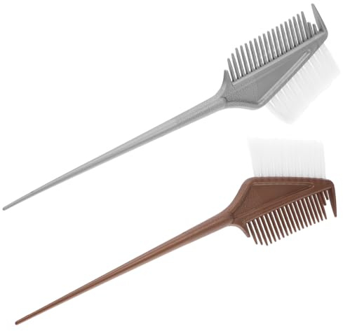 Hemobllo Lot de 2 Pinceaux à Teinture Capillaire en Plastique Bicolore Doré et Argenté, Applicateurs Professionnels pour Coloration, Démêlage et Soin des Cheveux, Accessoires de