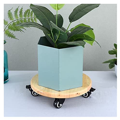 Heavy Duty Wooden Plant Pot Roller with Lockable Wheels - 37cm/14.57in Indoor/Outdoor Planter Trolley for Easy Mobility & Stability - Perfect Flower Pot Stand