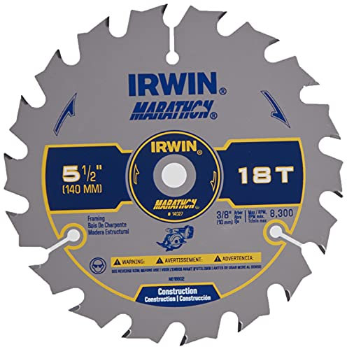 IRWIN Tools MARATHON Carbide Cordless Circular Saw Blade, 5 1/2-Inch, 18T, 063-inch Kerf (14027)