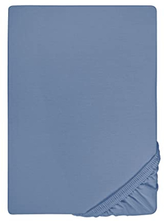 biberna Feinjersey Spannbettlaken 90x200-100x200 cm blau | 100% Baumwolle Spannbetttuch für Einzelbetten | Atmungsaktiv, Bügelfrei & mit Rundumgummizug | Oeko-TEX Zertifiziert | Modell 0077144