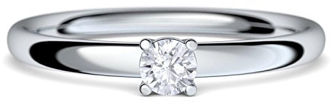 Verlobungsring Diamant Weißgold Ring 585 0,08 Carat SI1/H Brillantring - inkl. Luxus-Etui - Verlobungsringe mit Diamant Brillant Ring Weißgold Ringe 585 - dünn - AM161 WG585BRFA56