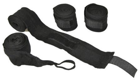 2 Stück Boxbandagen extralang mit Daumenschlaufen und Klettverschluß, Farbe schwarz, 450 cm Länge