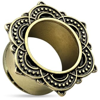 Paula & Fritz® Tunnel Flared Rose Gold Edelstahl Chirurgenstahl 316 L 5-16-mm Piercing Ohr-Schmuck Ohr-Tunnel Damen Herren Antique Plug Flesh-Tunnel