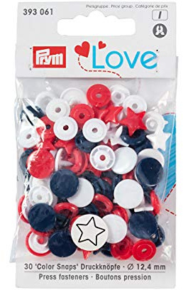 Prym 393061 Sternform Color snaps Prym Love Druckknopf Color KST 12,4mm rot/weiß/marine