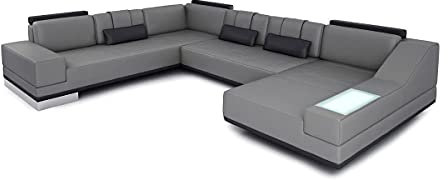 Bullhoff by Giovanni Capellini LEDERSOFA LEDERCOUCH u Form grau schwarz ECKSOFA FOGGIA