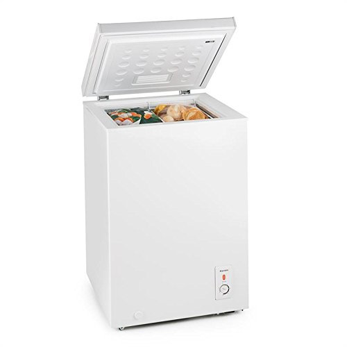 Klarstein Arcon Congelador Pequeño Vertical Portatil, Mini Congelador Silencioso Casa y Oficina, Congeladores Capacidad 98 l. con Cesta, Arcón Freezer con Ruedas de Bajo Consumo para Alimentos