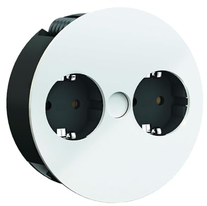 Bachmann Twist 931.250 Prise encastrable 2 Prises avec câble de 2 m pour Cuisine et Bureau Blanc Mat (Profondeur d'encastrement de Seulement 40 mm et évacuation de l'eau intégrée)