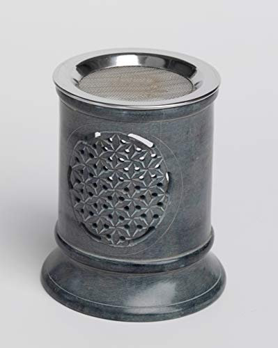 Räucherstövchen, Weihrauchbrenner, Blume des Lebens, Speckstein, Höhe 10 cm