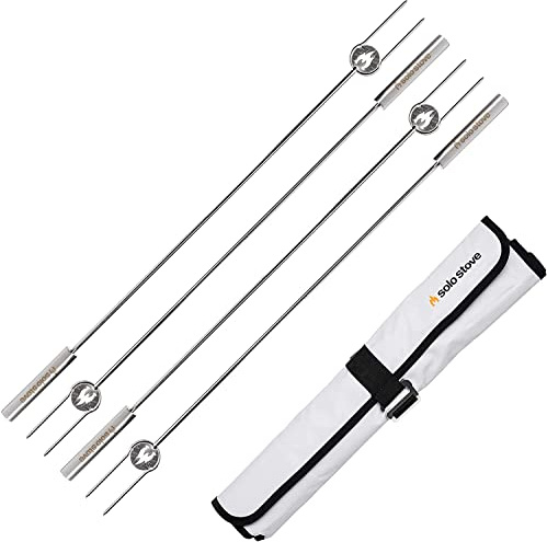 Solo Stove Grillspieße für Feuerschale - Edelstahl-Feuerstellen-Zubehör - Outdoor-Kamin, Feuerstelle, Feuertonne, Feuerkorb - Ideal zum Grillen von Marshmallow, Hot Dog & mehr - 4 Stk