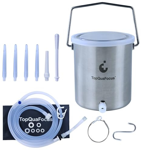 TopQuaFocus 2L Klistier Eimer Einigungs set Irrigator zur Darmreinigung Shower Enemas wiederverwendbarer Edelstahl-Kolon-Einlauf-Eimer