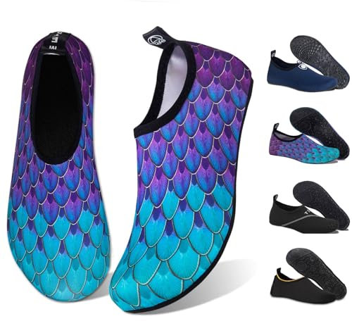 WateLves Unisex Badeschuhe Strandschuhe für Wassersport Beach Pool Surfen Yoga (yl.Blaugrün, Gr.- 37/38 EU (Asian: 38/39)