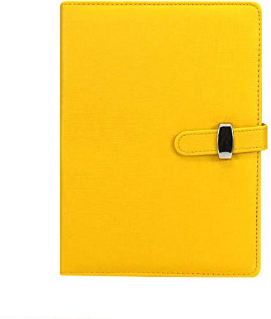 SUPERTOOL Nachfüllbares Notizbuch aus Kunstleder, lose Blätter, klassischer gefütterter Notizblock mit Tasche und Stifthalter, für Geschäftstreffen, Reisetagebuch (A5, Gelb)