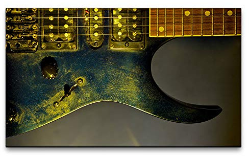 Paul Sinus Art Bilder XXL Gitarre in schwarz 120x70cm Wandbild auf Leinwand