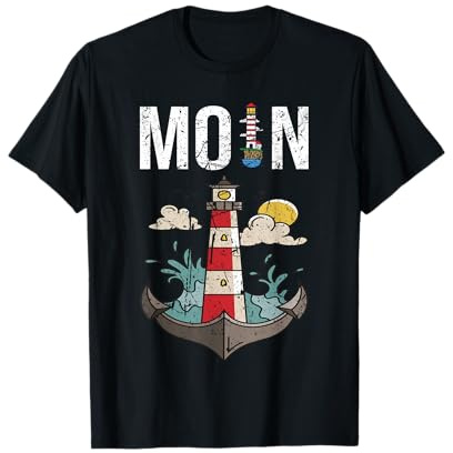 Moin - Digga Spruch Meer See Norddeutsch Leuchtturm Vintage T-Shirt