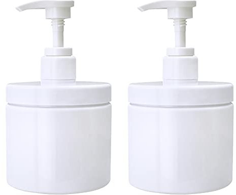 Cosywell Dispenser a pompa in plastica, ricaricabile, a bocca larga, stile barattolo, senza BPA, vuoto, per cucina, bagno, doccia, contenitori per lozioni, shampoo, balsamo (bianco, 2 x 500 ml)