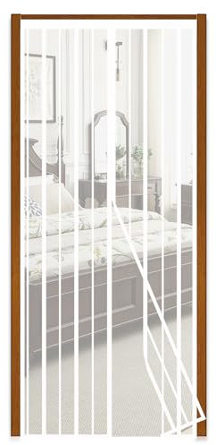 Sekey 120x220 cm Zanzariera Magnetica per Porta, anti Insetti, per Legno, Ferro, Porte in Alluminio, Facile da Installare, Non è Necessario Praticare Fori, Apertura e Chiusura Silenziosa, Bianco