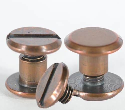 Q-tools® Buchschrauben Kupfer/Schraubnieten | Buchschrauben 7mm | 20 Stück | Chicago Schrauben/Gürtelschrauben/Ziernieten/Ledernieten zur Lederbearbeitung