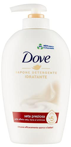 Dove, Sapone Liquido Mani, Sapone Detergente Mani Idratante, Seta Preziosa, Rimuove con Efficacia Sporco e Batteri, con +5 Agenti Idratanti, Formula 99% Biodegradabile, 6 pezzi da 250ml