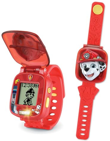 VTech - Pat' Patrouille, La Montre-Jeu Interactive de Marcus, Montre Enfant à Clapet avec Écran Animé, Bracelet Souple, 12 Cadrans, 4 Jeux, Cadeau Enfant de 3 Ans à 7 Ans - Contenu en Français