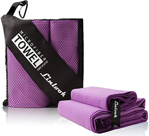 Microfaser Handtücher 2 Stück (160x80cm Groß Badetuch + 80x40cm Klein Hand Gesichtshandtuch) Sporthandtuch Fitness Handtuch Reisehandtuch Strandhandtuch für Sport Travel Yoga Camping Beach Gym