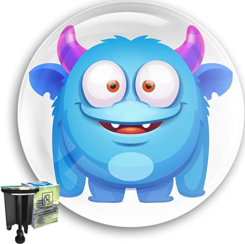 M. ROSENFELD HOME Universal Waschbeckenstöpsel 40mm mit Motiv Monster - Ungetüm Chrom Abflussstopfen – aus Messing, Universal mit Gummi für Waschbecken im Bad und Bidets - Excenterstopfen
