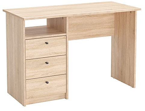 KOMTO Schreibtisch mit Schubladen - Bürotisch Computertisch Klein Arbeitstisch Büro PC-Tisch Kinderschreibtisch mit Stauraum | Moderner Schreibtisch Sonoma Eiche | Oslo 110 x 50 x 74 cm