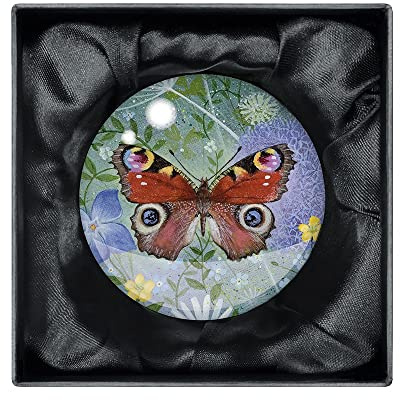 Lucy Grossmith Peacock Butterfly Crystal Dome Paperweight