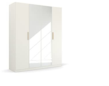 Rauch Möbel Quadra-Spin SKANDI, Kleiderschrank, Farbe Weiß, Breite 181 cm | Schrank im Skandi Stil, 4-türig, mit Spiegel, für Schlafzimmer, Kinderzimmer, Wohnzimmer, Studentenwohnung, Garderobe
