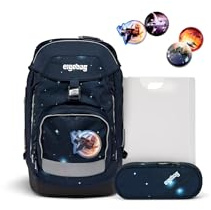 ergobag prime zaini zaino scolastico ergonomico per bambini, scuola elementare, Set di zaini da 4 pezzi, 20 litro, 1100g AtmosBear - Blu scuro