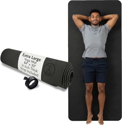 Tatago Extra Large Yoga Mat Wide & Long (84 x 30) 1/4 inch Thick XL Yoga Mat For Total Joint Cushioning, The Large Exercise Mat Thick And Perfect For Home Workouts.