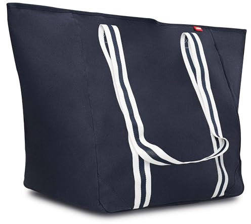 achilles Große Strandtasche XXL Familie mit Reißverschluss – Badetasche XXL Familie 100L – Faltbar und Schmutzresistent – Schwimmbad – Blau – 75x32x46cm