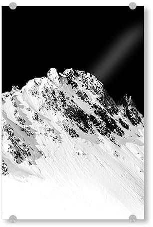 artboxONE Acrylglasbild 30x20 cm Natur Verschneiter Schwarz-Weiß-Berg - Bild monochrom Berge und Wald bergfotografie