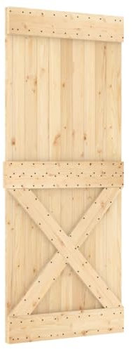 vidaXL Porte, Porte Coulissante Suspendue, Porte de Grange Chambre à Coucher Cuisine Garage Entrée Maison Intérieur, Bois Massif de Pin