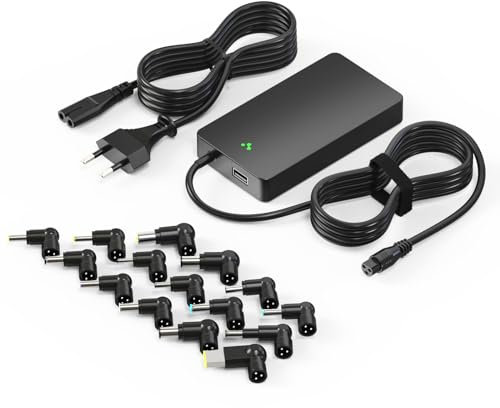 Basicvolt 100W 90W 65W 45W Chargeur Universel PC Portable 12V, 15V, 18,5V 19V 19,5V 20V Adaptateur Alimentation Ordinateur pour HP Dell Toshiba IBM Lenovo Acer ASUS Samsung Sony Fujitsu, Pas de USB-C