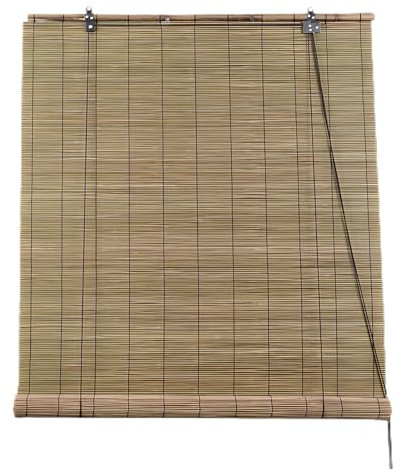 DEFACTO Bambusrollo Sonnenschutz Sichtschutz Seitenzugrollo Lichtfilter Bambus Jalousie Lüftung Rollo für Fenster Tür Terrasse Balkon Garten (140 x 160 cm, Braun)