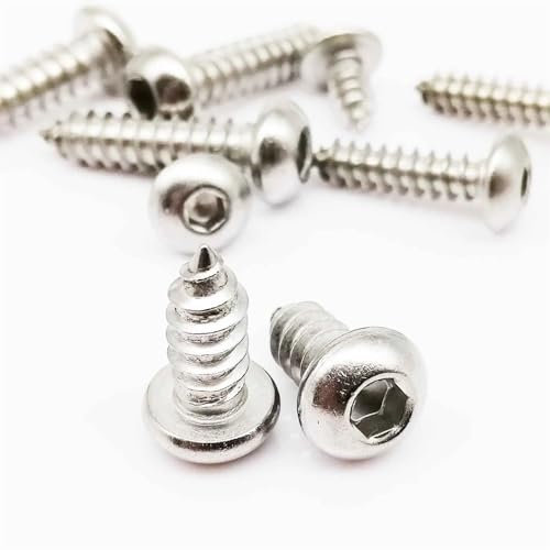 Cilky Metallschrauben 10 Stück M5 M6 304 Edelstahl Sechskant Innensechskant Knopf Rundkopf Selbstschneidende Holzschraube (Color : 18mm, Size : 10pcs M4)