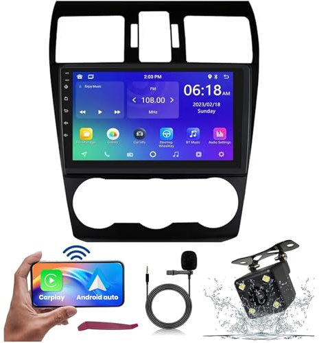 HXSQcar Android 14 Car Radio for S-ubaru Forester 4 SJ 2012-2015 with Wireless Carplay & Android Car 9 Touchscreen Radio Support GPS Navi 5G-WiFi Bluetooth 5.0 FM HiFi MIC SWC Camera (M150S)