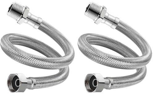 Tubo Armato 3/8 Zoll di Connessione Flessibile Con Raccordo & Filettatura Esterna per Rubinetto, Flessibile in Acciaio Inox, Prolunga per Rubinetto Miscelatore (20cm)