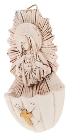 HOOTNEE Catholic Holy Water Font Decoration Resin Wall Hanging for Home Entrance Spiritual First Communion Baptism and Housewarming