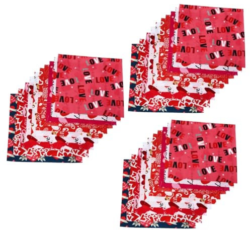 Tofficu 3 Sätze Valentinstag Stoff Gruppe Nähgarn Stoff Nähen Stoffe Stoffstreifen Zum Quilten Flecken Fleecestoff Benutzerdefinierte Tags Für Handgefertigte Artikel Patchwork 30 Blatt*3