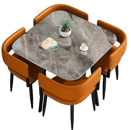 Moderner Besprechungstisch Küchentisch Möbel für Esszimmer Quadratisch/Rund Esstisch Set mit 4 Stühlen 5-teilig Moderne Essgruppe für kleine Räume und Verhandlungsbesprechungen