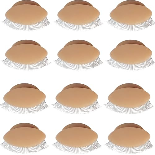 RONYOUNG Párpados de repuesto para cabeza de maniquí, párpados realistas extraíbles con pestañas para práctica de entrenamiento de pestañas, extensiones de pestañas de maquillaje, color bronceado, 12