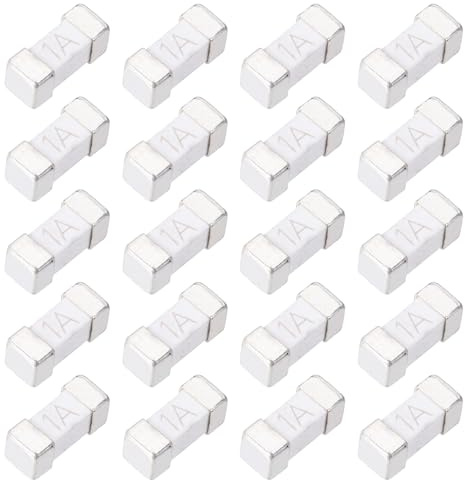 QUARKZMAN 20er Packung Chip Sicherung 250V 1A, Keramik Schnellsicherung Feinsicherung 6.1x2.69mm Quadratische Sicherung für LED-Beleuchtung Batteriegeräte