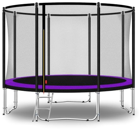 Baunsal® Trampolin Outdoor Ø 366 cm (FGOS) lila-schwarz als Komplettset Gartenspielzeug Kindertrampolin Gartentrampolin rund Garten Spielzeug für Kinder