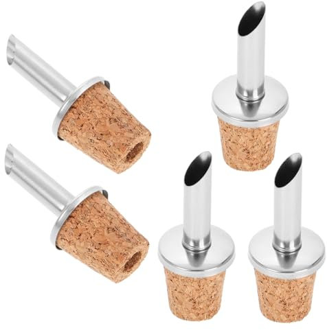 UTHCLO 5piezas Boquillas Vertedoras Metálicas Tapón De Corcho para Botellas De Aceite y Vino De Unidades Cierre Hermético para Uso Doméstico y Profesional