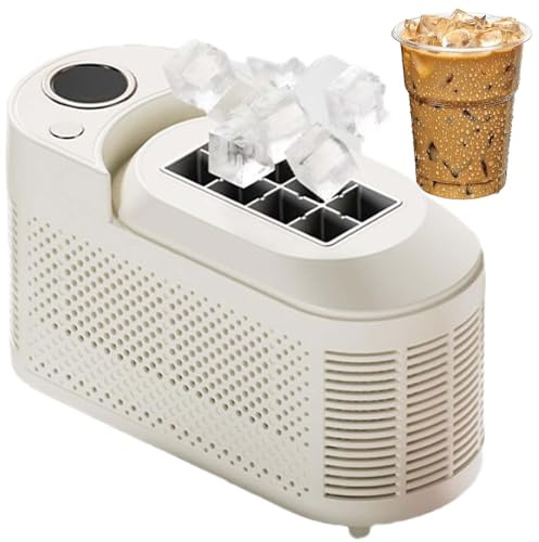 vnmudzeo MáQuina De Hielo EléCtrica PequeñA DoméStica, Dispositivo Silencioso para Hacer Cubitos De Hielo, para Casa, Dormitorio, Oficina, Autocaravana,White