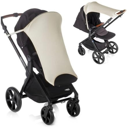 Jané Universal Sonnensegel mit UV Schutz 50+ für Kinderwagen Babywanne, Baby Sonnenschutz, Sonnenverdeck, Sonnendach, Sonnenschutz für Babys, Beige