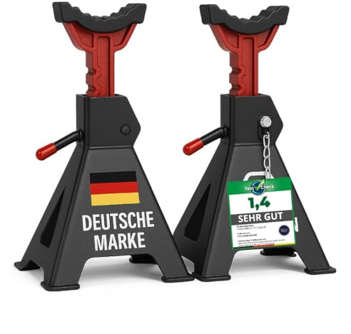 Stahlmann® Unterstellbock 3T Tragkraft im 2er Set – Höhenverstellbar 28–42,5 cm mit Sicherungssplint – Robuste Gusseisen Wagenheber Stützböcke für PKW, SUV & Kleintransporter (2 Stück / 3 Tonnen)