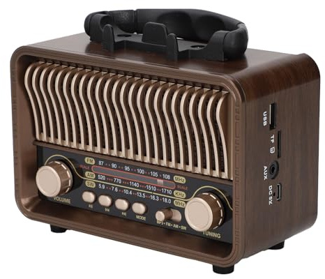 Radio Portable AM ​​FM, Vintage Retro Multi -Funktion Portable Bluetooth -Lautsprecher, AM FM SW Vintage Shortwave Radios mit Bluetooth Support TF Card Aux USB Player für Home